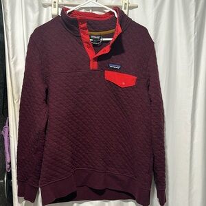 Patagonia Women's Organic Cotton Quilt Snap-T Pullover, Size Medium, Maroon